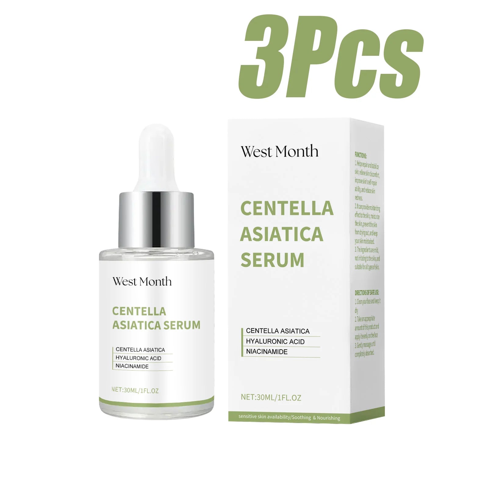 Centella Asiatica Brightening Hydrating Face Serum | 30ml Face Serum Zpaxo 3 x 30ml Boxed