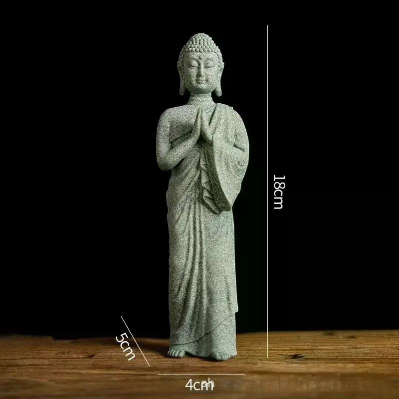 1Pcs Mini Buddhism Figurine Desk Decor Home Zen Statue Green Sandstone Thailand Ornament Buddha Garden Statue Fish Tank Decor Zpaxo