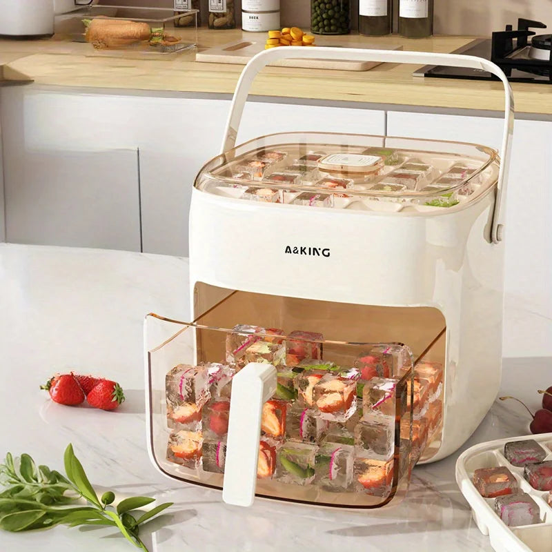 Double Layer Ice Cube Maker Press Ice Ball Maker Storage Box Refrigerator Popsicle Homemade DIY for Household Kitchen Party Bar Zpaxo