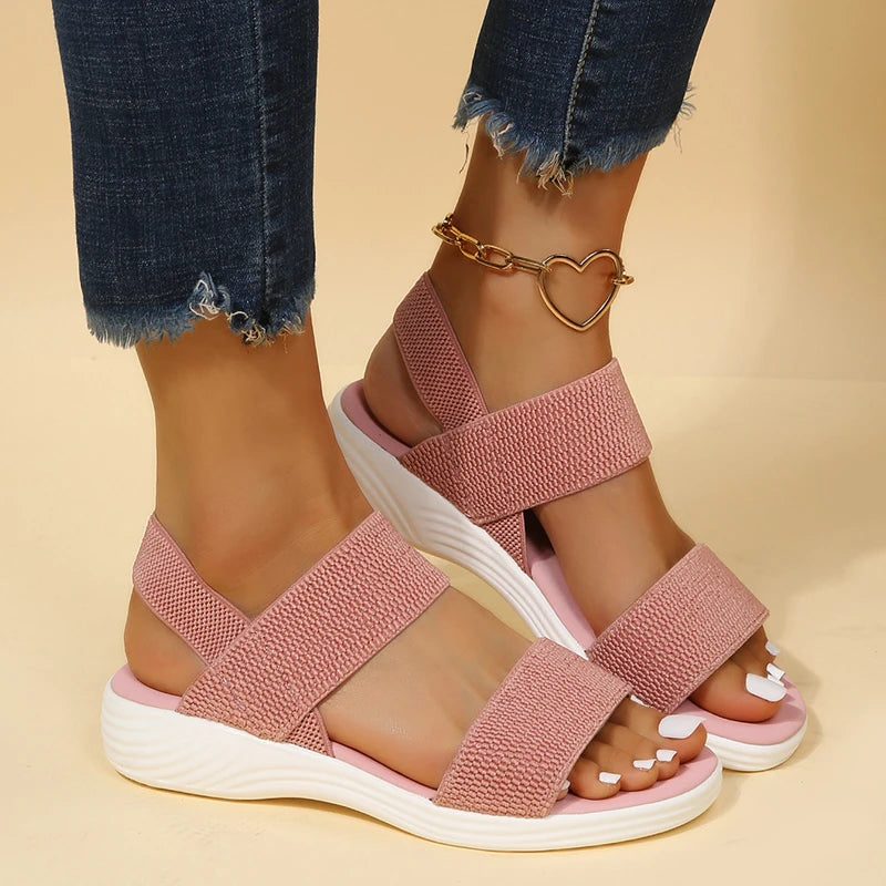 Small Floral Sweet Women's Thick Heeled Sandals Summer Outer Wear