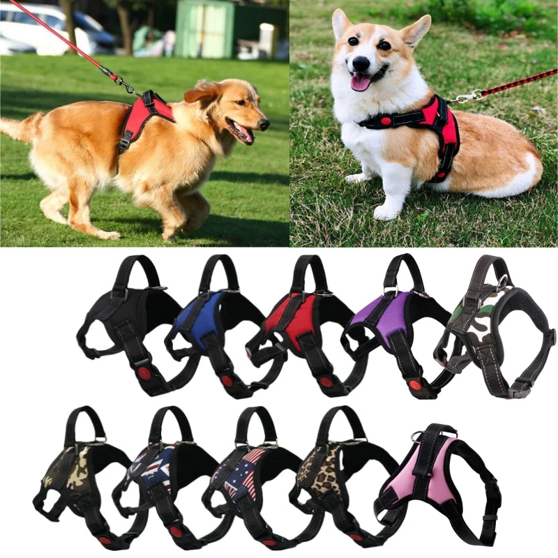 No-pull Dog Harness Leash Adjustable Comfort Fit Easy-control Handle
