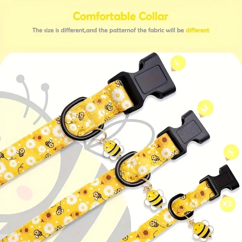 Cute Little Bee Printed Dog Collar Fashionable Wasp Design
