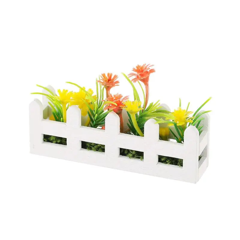 ▶1Pcs Pretend Play Toy 1:12 Scale Dollhouse Simulated Flower Fence Decor Garden Lifelike Artificial Miniature Potted Plants Zpaxo A4