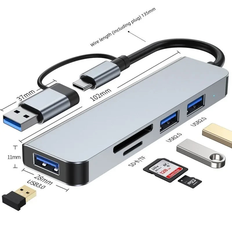 7-in-1 USB 3.0 Type-C Hub Docking Station | SD TF Audio USB-C Docking Hub Zpaxo 5 in 1 A With C