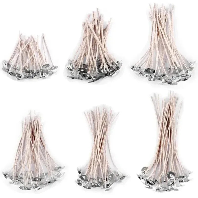 6-20cm 30pcs Smokeless Candle Wick Cotton Soy Wax Wick Large Base Household Scented Woven Candle Wick Kerosene Lamp Wax Thread Zpaxo
