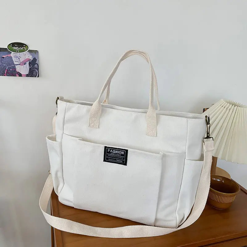 Large Canvas Tote Bag Women Minimalist Work Extra Wide Commuting