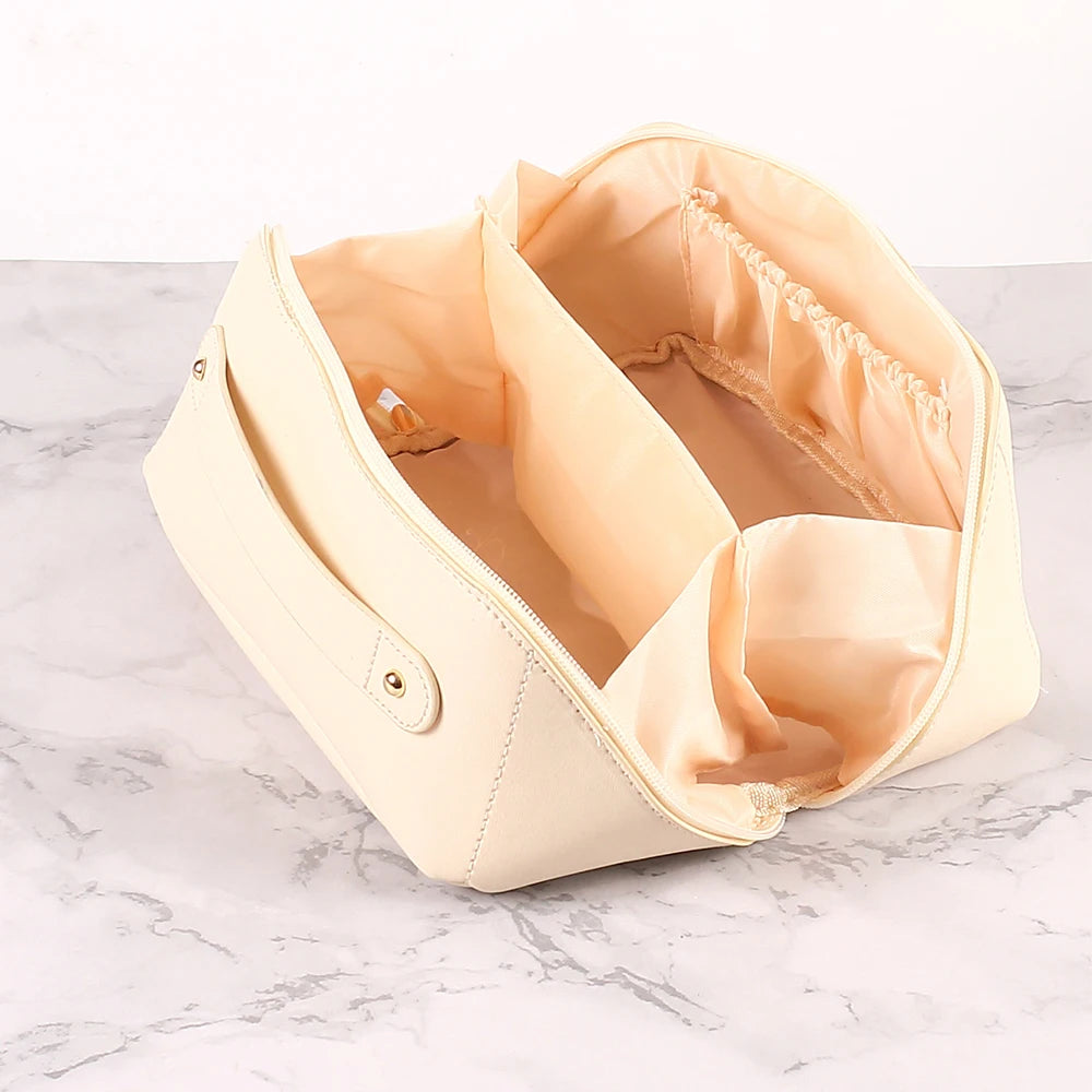 Travel Cosmetic Bag Large-Capacity Makeup Storage Bag Waterproof PU Leather Pillow Shape Toiletries Organizer Zpaxo