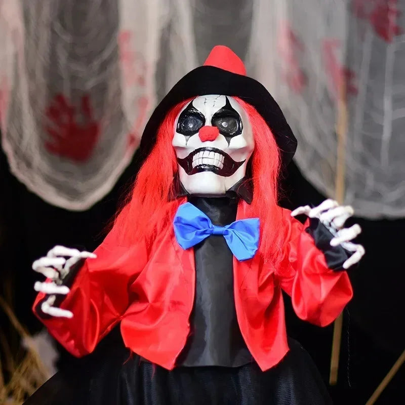 Spooky Clown Ghost Lawn Stake Glowing LED Eyes Creepy Halloween Yard