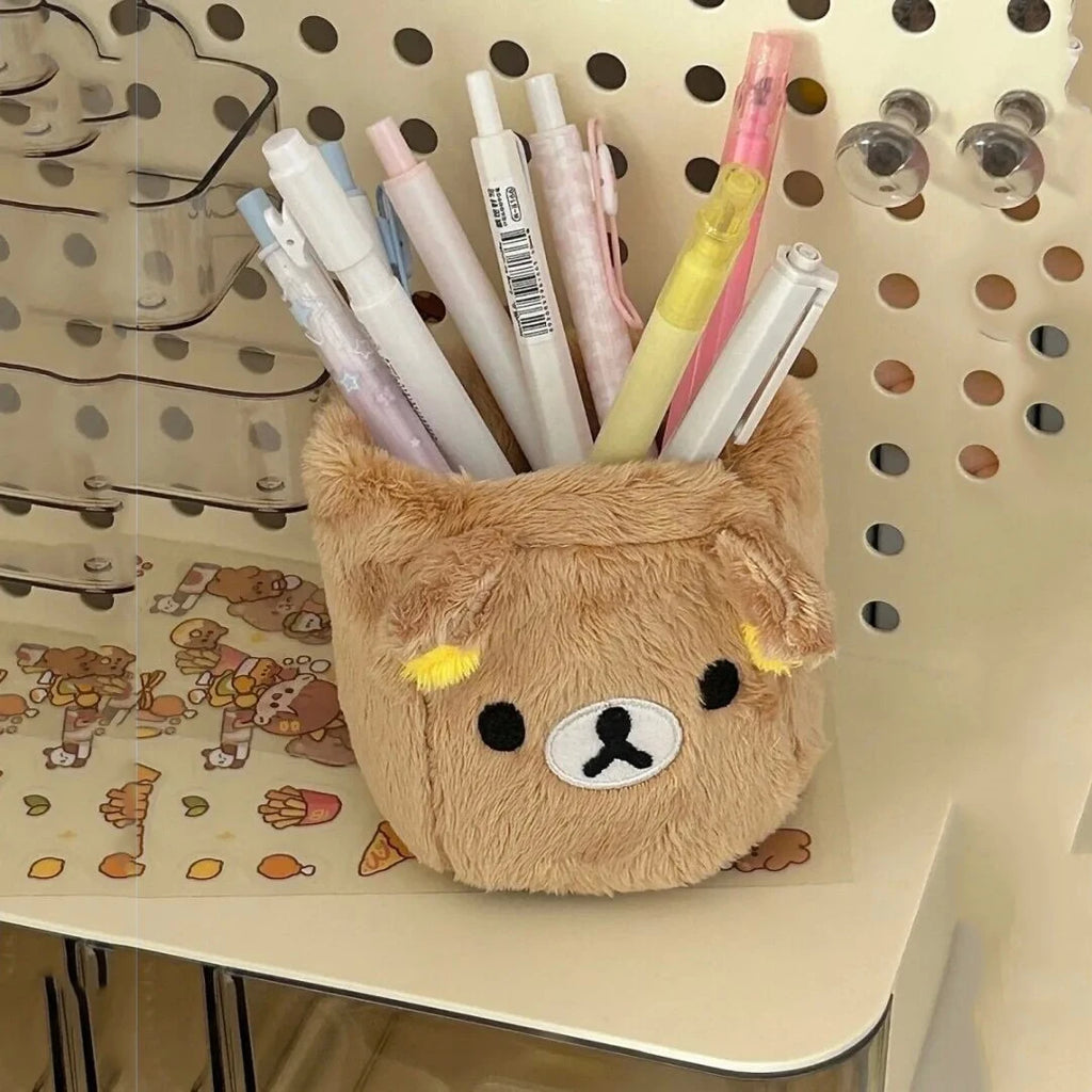 Kawaii Plush Pencil Holder – Cute Desk Organizer & Pen Container Pencil Holder Organizer Zpaxo
