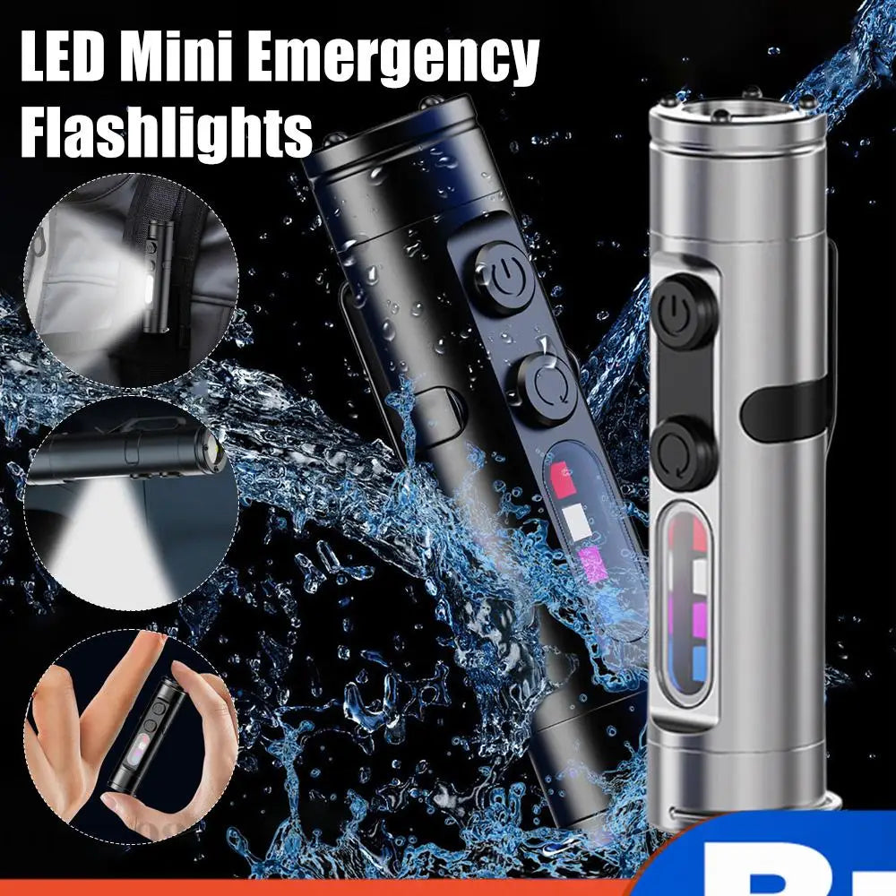 1- Mini Flashlight USB Rechargeable Aluminum Magnetic Bright LED