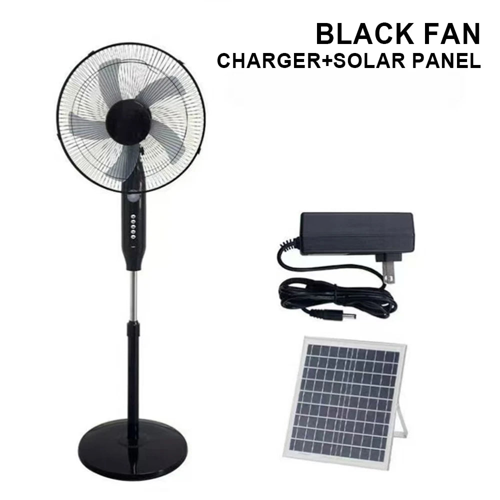 Solar Powered Floor Fan10 12H Runtime3 Speed Adjustable Portable Fan