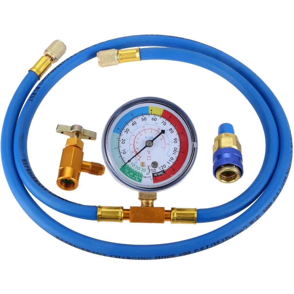 R134A Refrigerant Charging Hose Gauge Automotive AC Refill Compatible