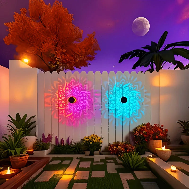 Solar Powered Mandala Sunflower Wall Light Outdoor Garden Decorative