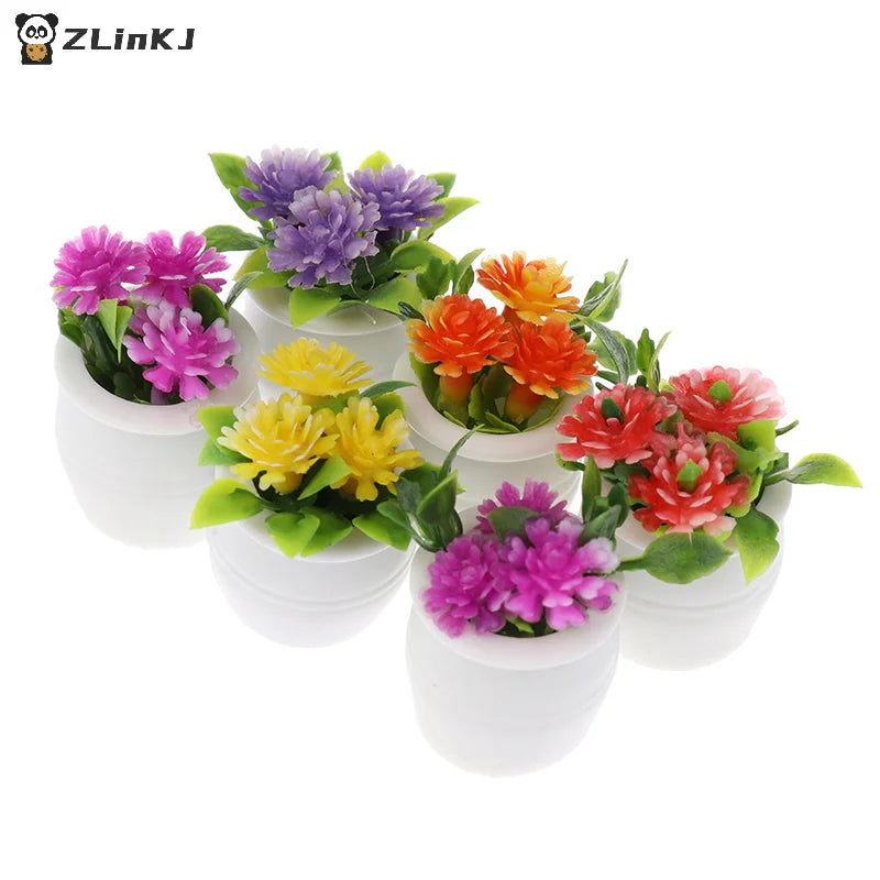 ▶3Pcs Random Dollhouse Plant, Miniature Bonsai Plant, Mini Potted Plant, Flower Model, Small Fake Green Decorative Toyhouse Zpaxo