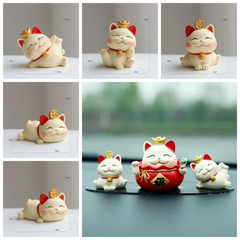 Shake Head Lucky Cat Car Decoration Cartoon Waving Arm Maneki Neko Zpaxo