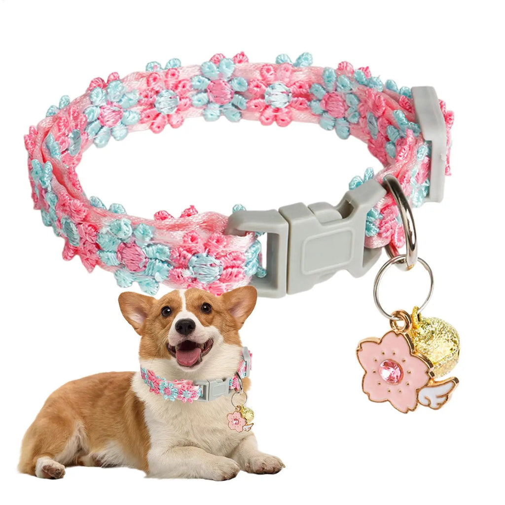 Pet Collar With Bell Colorful Dog Puppy Kitten Collar Adjustable Safety Bell Ring Necklace Cat Collar Anti-lost Pet supplies Zpaxo