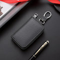 Simplicity With Keyring Mini Car Key Bag Lightweight Wear-resistant Car Key Cover Twill PU Leather Durable Zipper Key Case Women Zpaxo Black