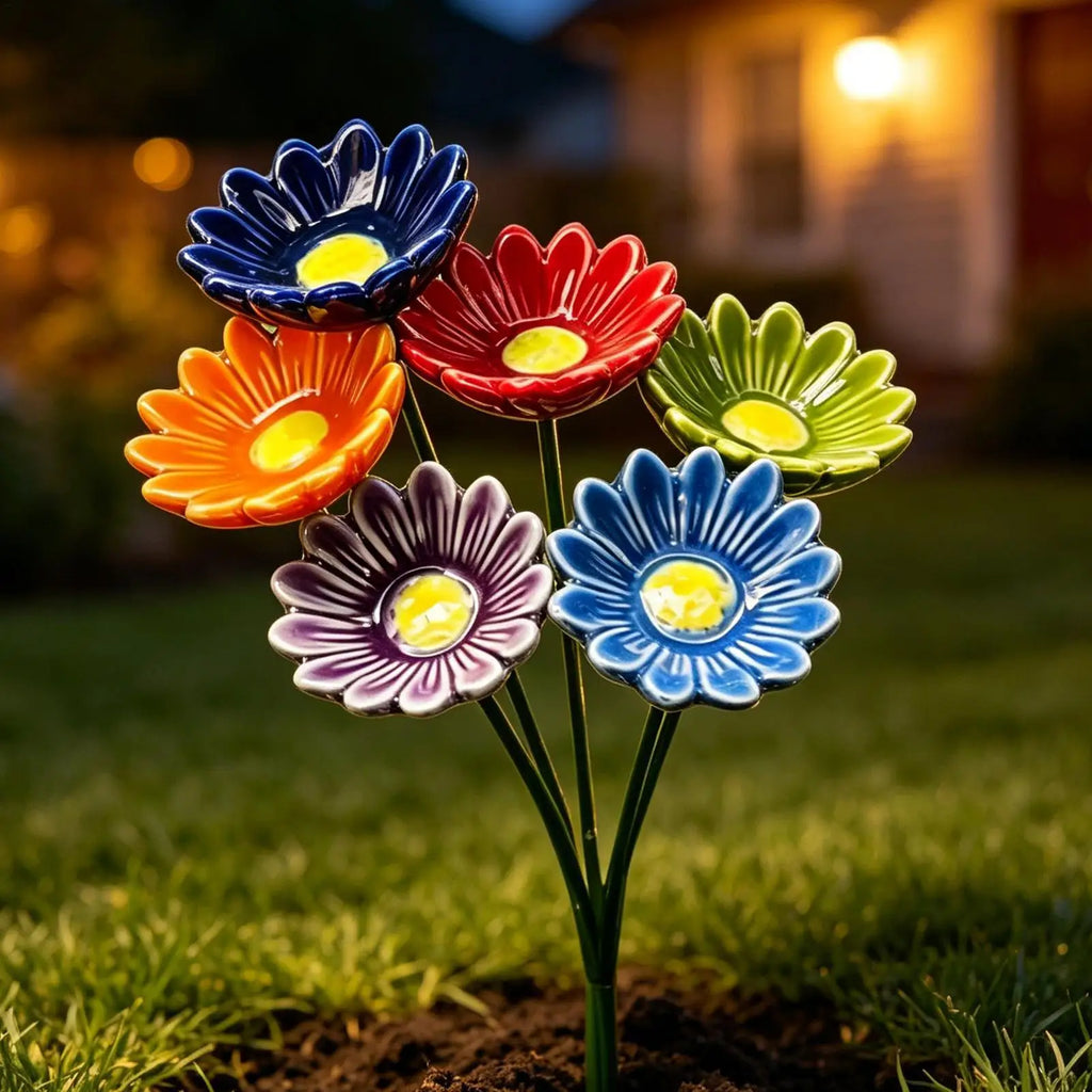 Ceramic Bee Watering Station for Garden 6 Pieces Ceramic Flower Shaped Bird Bath Bee Drinking Station for Bird Butterfly Zpaxo