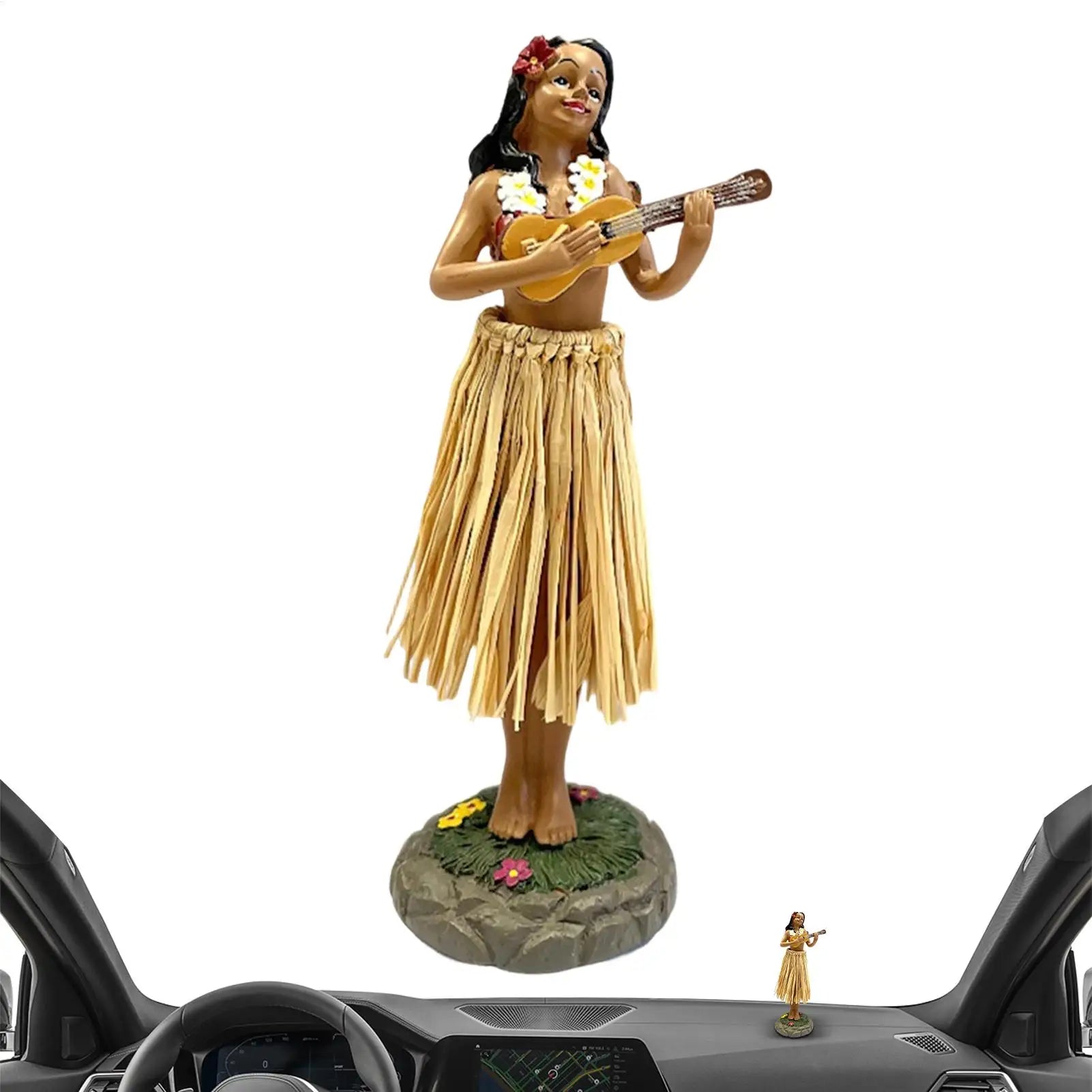 Car Decor Doll Hawaiian Dancer Girl with Guitar Hawaiian Doll Home Decor Dancing girl Dashboard Doll Dancer Decorations Zpaxo