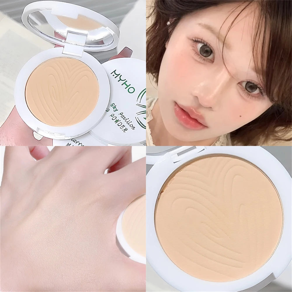 Natural Velvet Face Powder Pressed Powder Concealer Foundation Oil Control Setting Waterproof Long Lasting Makeup Dual-Use Zpaxo 02 Natural