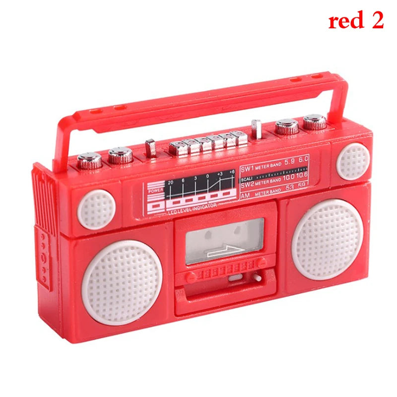 ▶1/12 Doll House Cute Miniature Radio Mini Recorder Model Dollhouse Furniture Decoration Accessories Toys for Collectors Zpaxo Red 2
