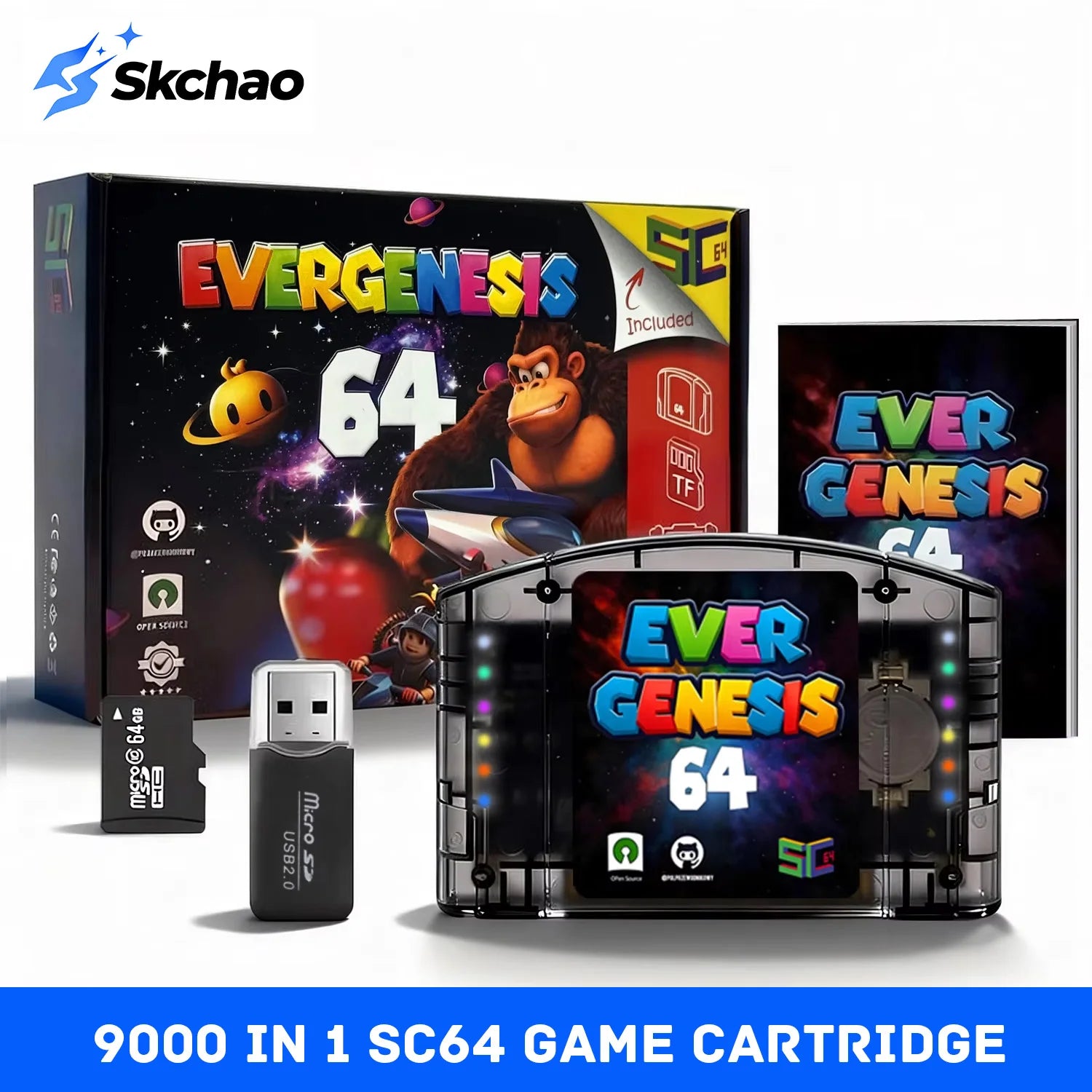 SC64 Flash Cart 10000 in 1 Open Source Game Cartridge For Nintendo 64 N64 Console 6TG Modular Chip Region Free With 64G TF Card Zpaxo