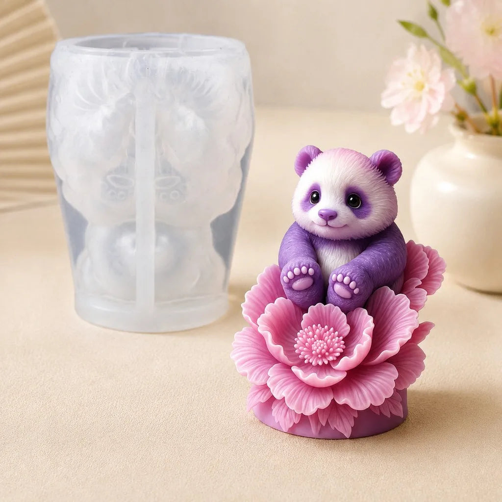 3D Peony Panda Silicone Candle Mold – Food Grade DIY Craft Silicone Candle Mold Zpaxo
