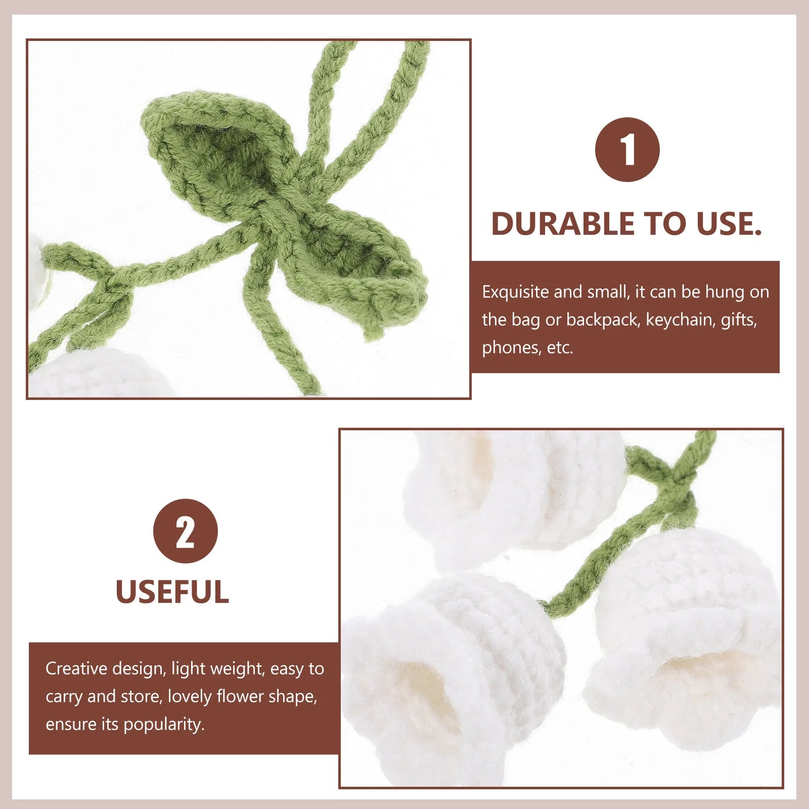 Knitted Flower Pendant Crochet Ornament Small Lightweight Adorable