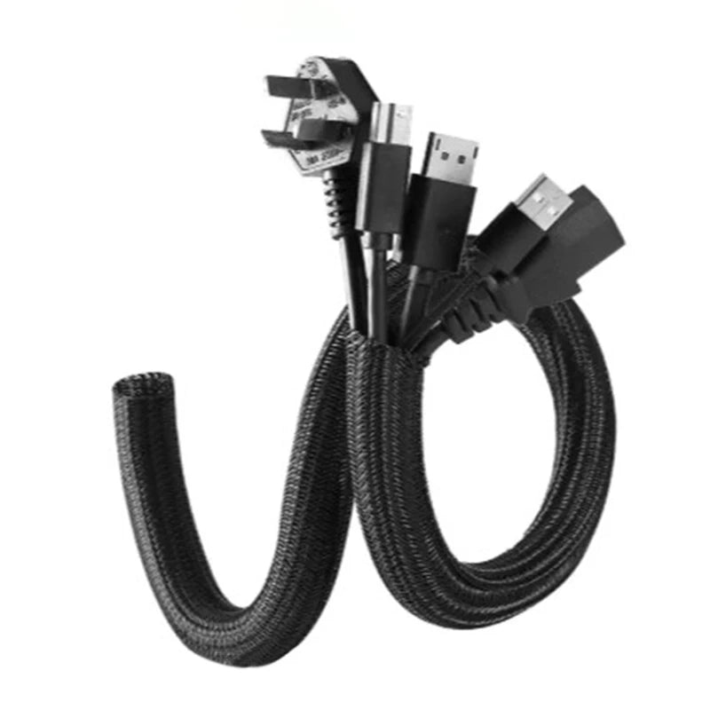 PET Expandable Braided Sleeving Flexible Wire Mesh Sleeve Black Nylon