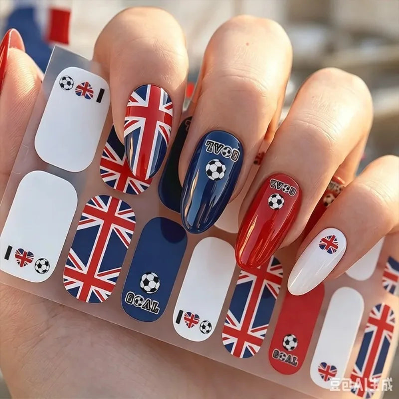 National Flag Theme Nail Stickers Soccer Nation Decals Ball Fans