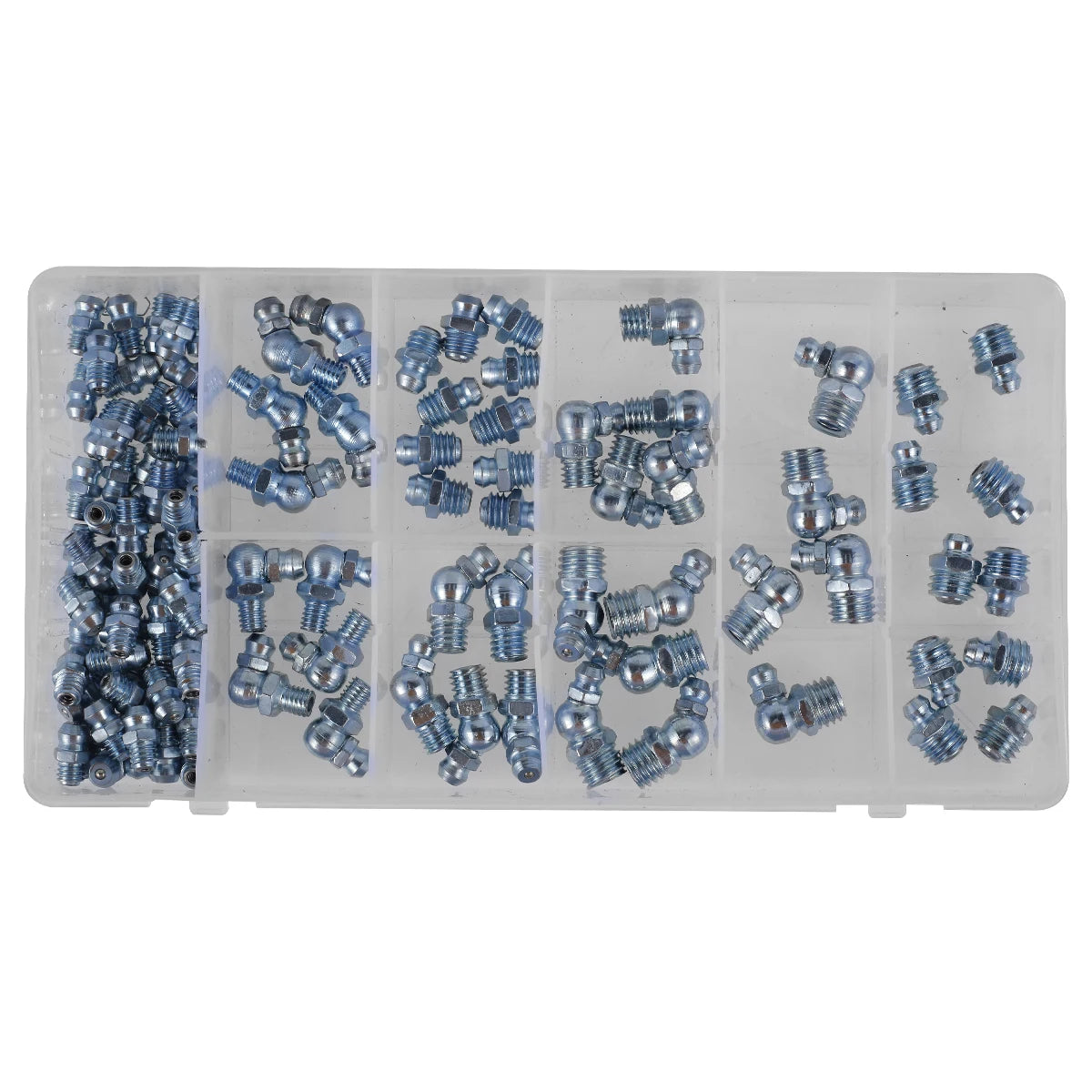 110 Pcs Grease Nipple Fittings Assortment Kit Straight 45/90-Degree Angled Galvanized Metal Grease Nipple Set M6 M8 M10 for Moto Zpaxo