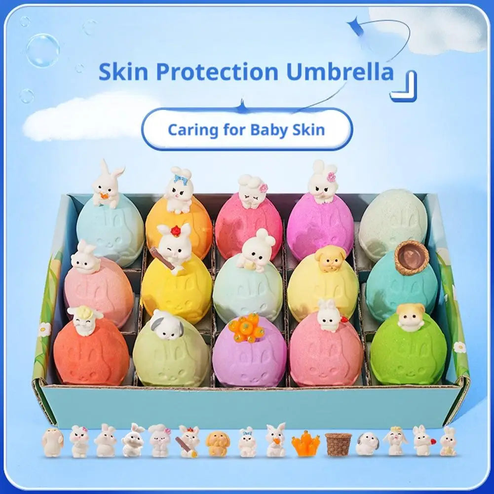 15Pcs/Set Easter Egg Bath Bombs With Surprise Bunny Toys Natural Essential Oil Infused Fizzy Bath Salt Balls For Children Bath Zpaxo