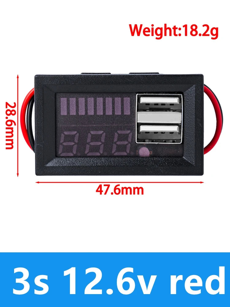 1S/2S/3S Dual‑USB Li‑ion Charging Module, 12.6V Synchronous Rectification & Charge Recognition Zpaxo 3s 12.6v red