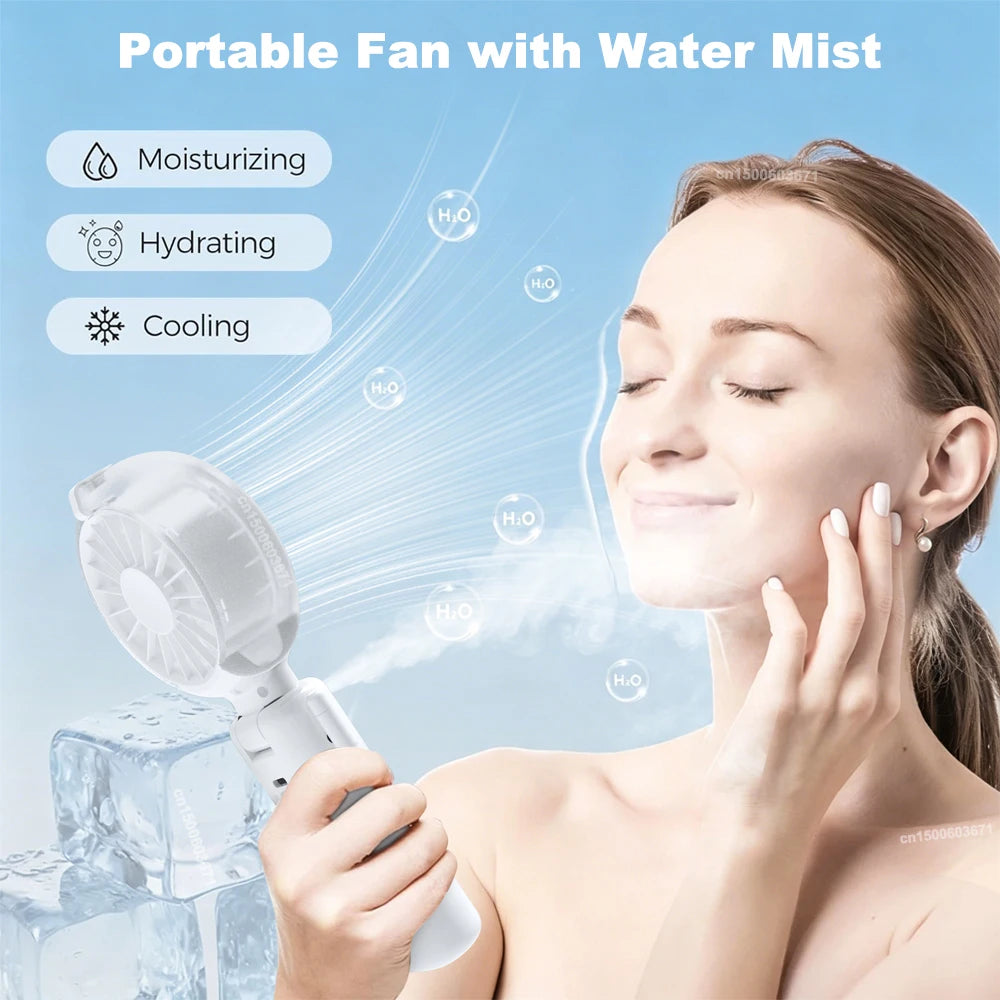 Portable Water Mist Fan Mini Handheld Spray Foldable Hanging Neck USB