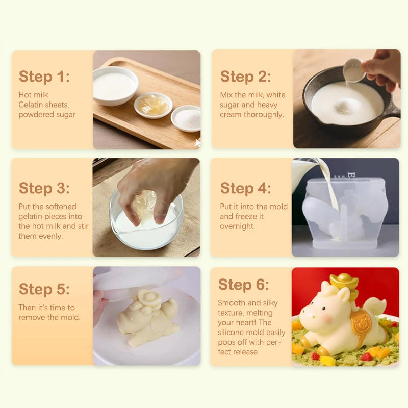 Silicone Horse Mousse Mold Year Chinese Zodiac Ice Cube Milk Jelly Zpaxo