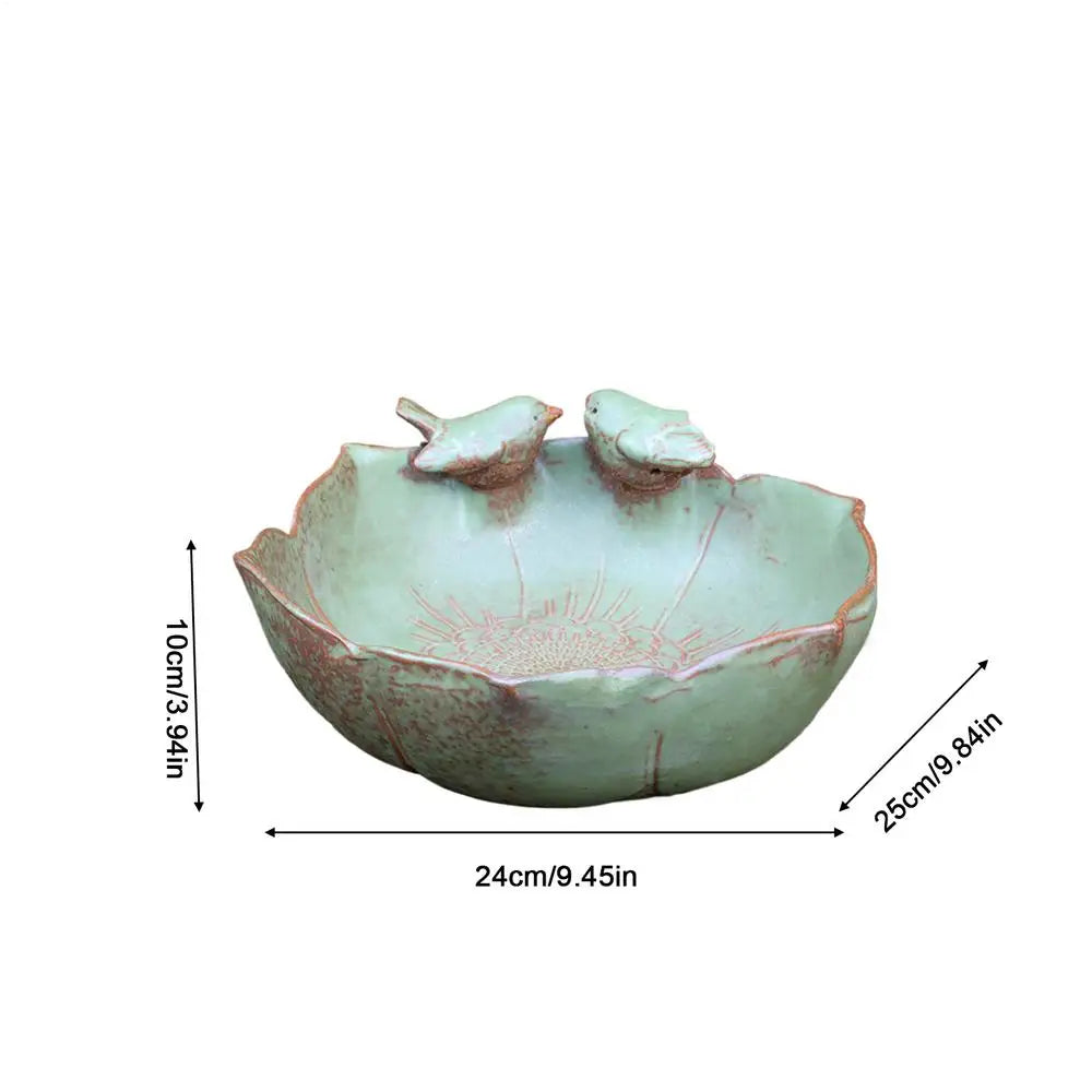 Ceramic Bird Bath Large Decorative Feeder Water Bowl Hydroponic