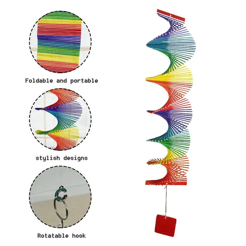 Rainbow 3D Rotating Wind Chime Creative Indoor Outdoor Decorative
