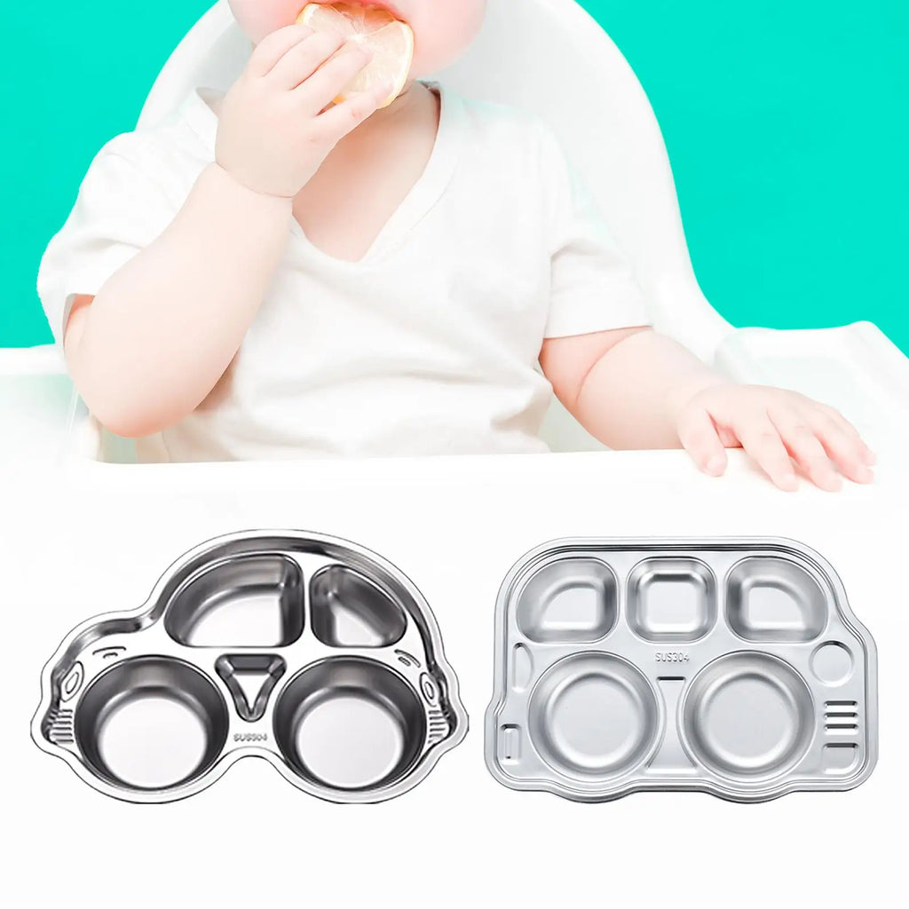 Kids Stainless Steel Divided Meal Tray | Unbreakable Compartment Plate Kids Divided Plate Zpaxo