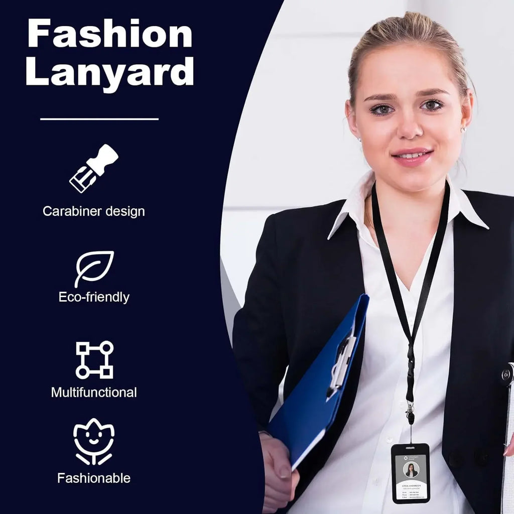 Retractable Lanyard ID Badge Holder Set – Hard Shell Card Case