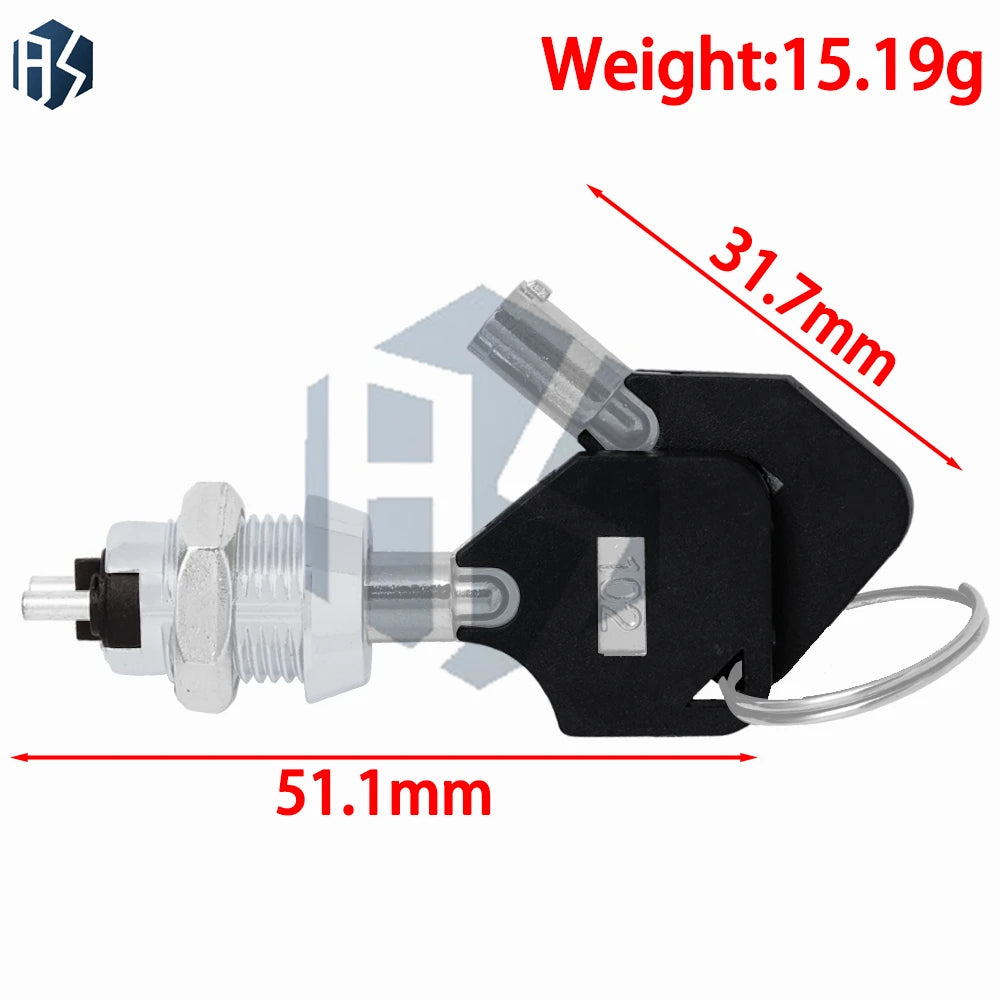 S1201 Electronic Power Lock (1PCS): 12MM Stainless Steel, Double-Side Pull-Out Key Switch (0.5A/250V AC, 2 Keys Included) Zpaxo