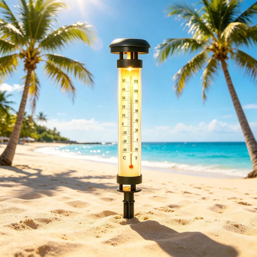 Solar Lights Pathways Waterproof Solar Temperature Gauge Lights Patio Outdoor Temperature Gauge For Garden Lawn Backyard House Zpaxo