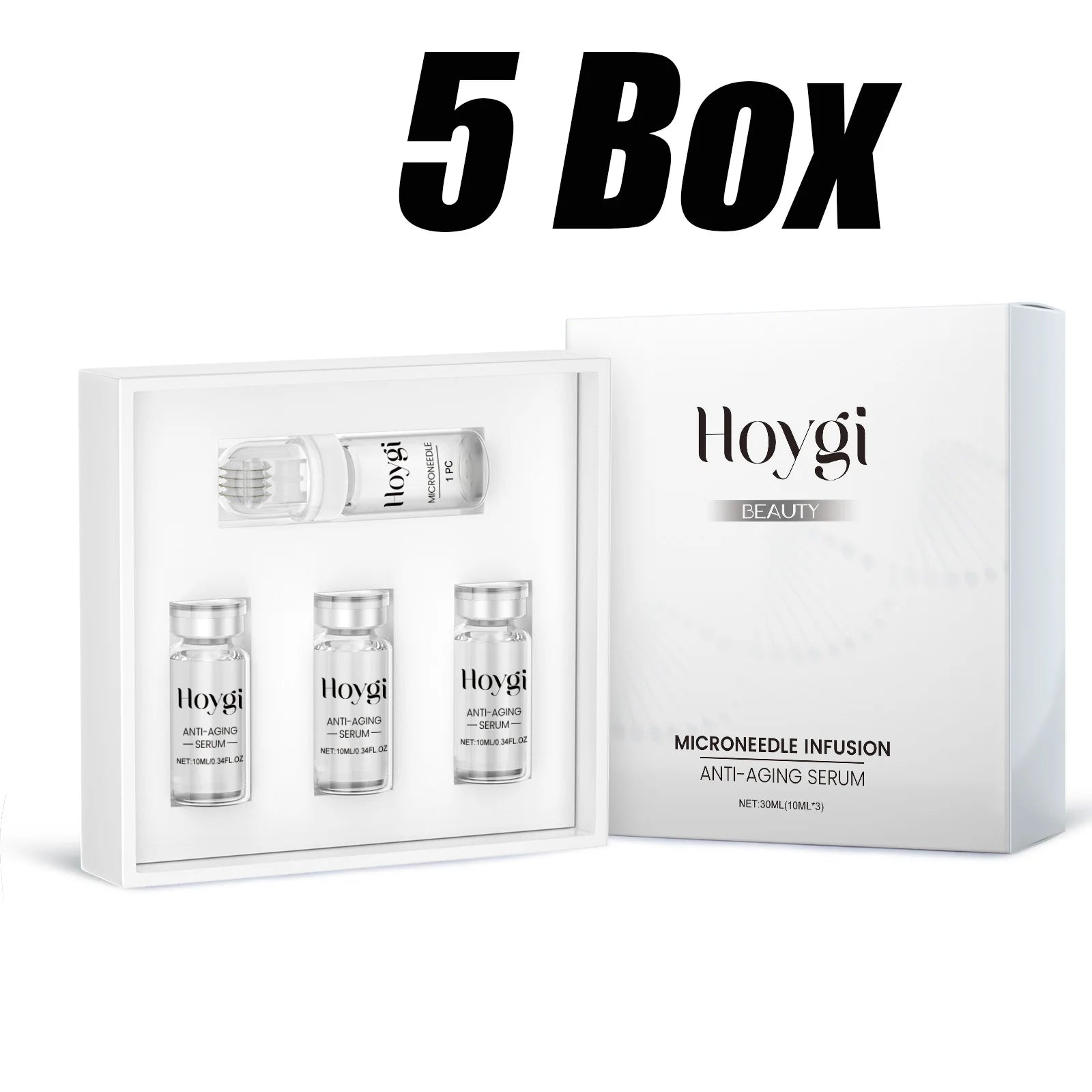 Hoygi Hyaluronic Acid Microneedle Roller Set – Anti-Aging Serum Microneedle Roller Serum Set Zpaxo 5 Boxed