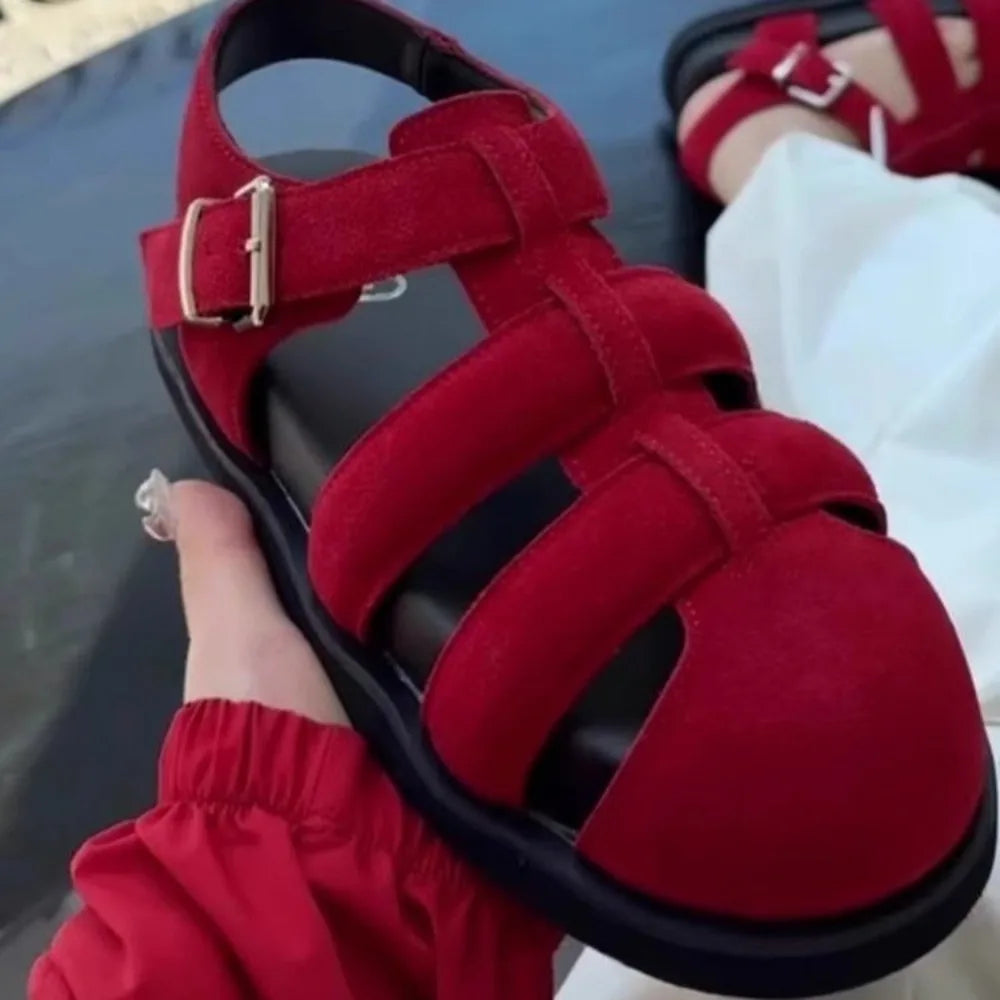 Women's Sandals 2025 Woven Hollow Roman Women Summer Large Pig Cage