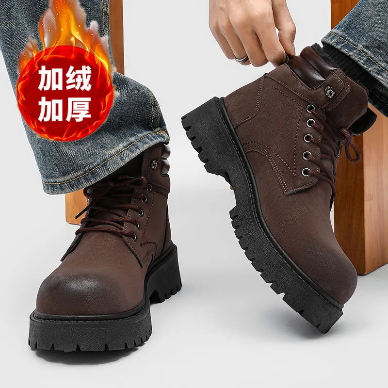 Men Boots Winter Slippers Warm Waterproof Non-slip Plush Sneakers