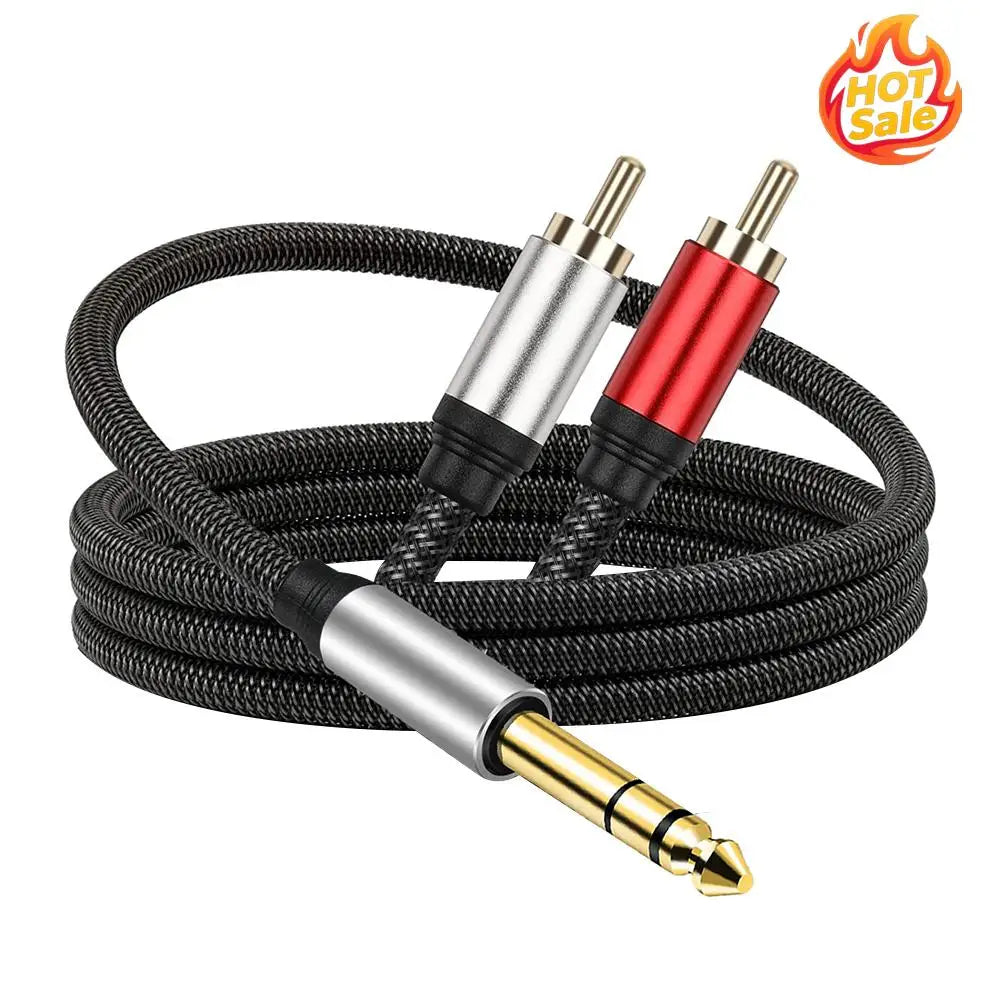 Professional 1/4 Inch Male TRS Stereo Plug To RCA Male Cable Excellent Sound 6.35mm Male To Dual RCA Male Splitter Cable Zpaxo