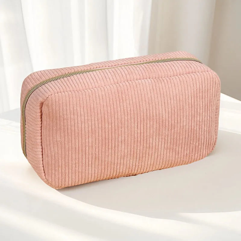Corduroy Cosmetic Bag – Travel Makeup & Toiletry Organizer Pouch Cosmetic Travel Bag Zpaxo