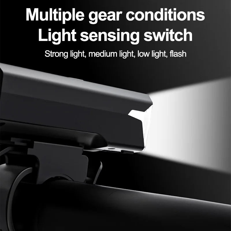 USB Rechargeable Bike Light Auto Sensing Headlight Night Riding