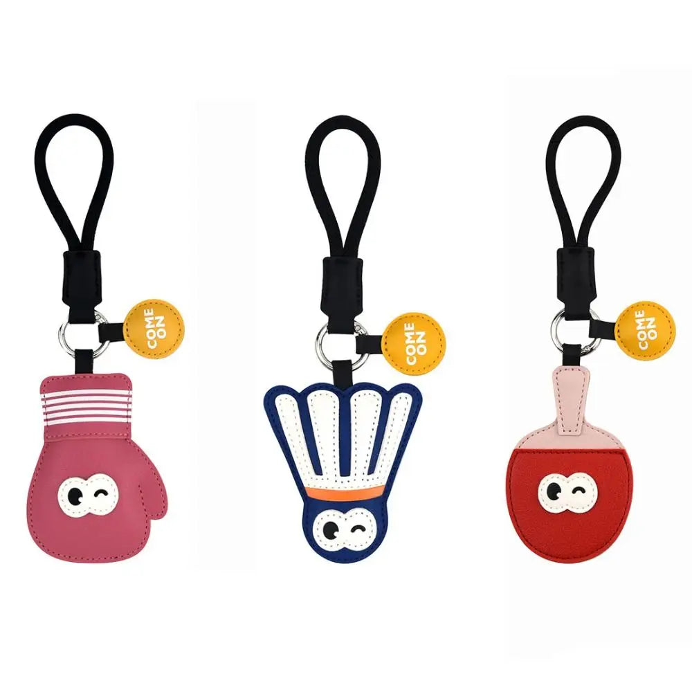 Anti-lost Table Tennis Leather Pendant Hand-sewn Badminton Cartoon Keychain Simple Wrist Strap Racket Pendants Zpaxo