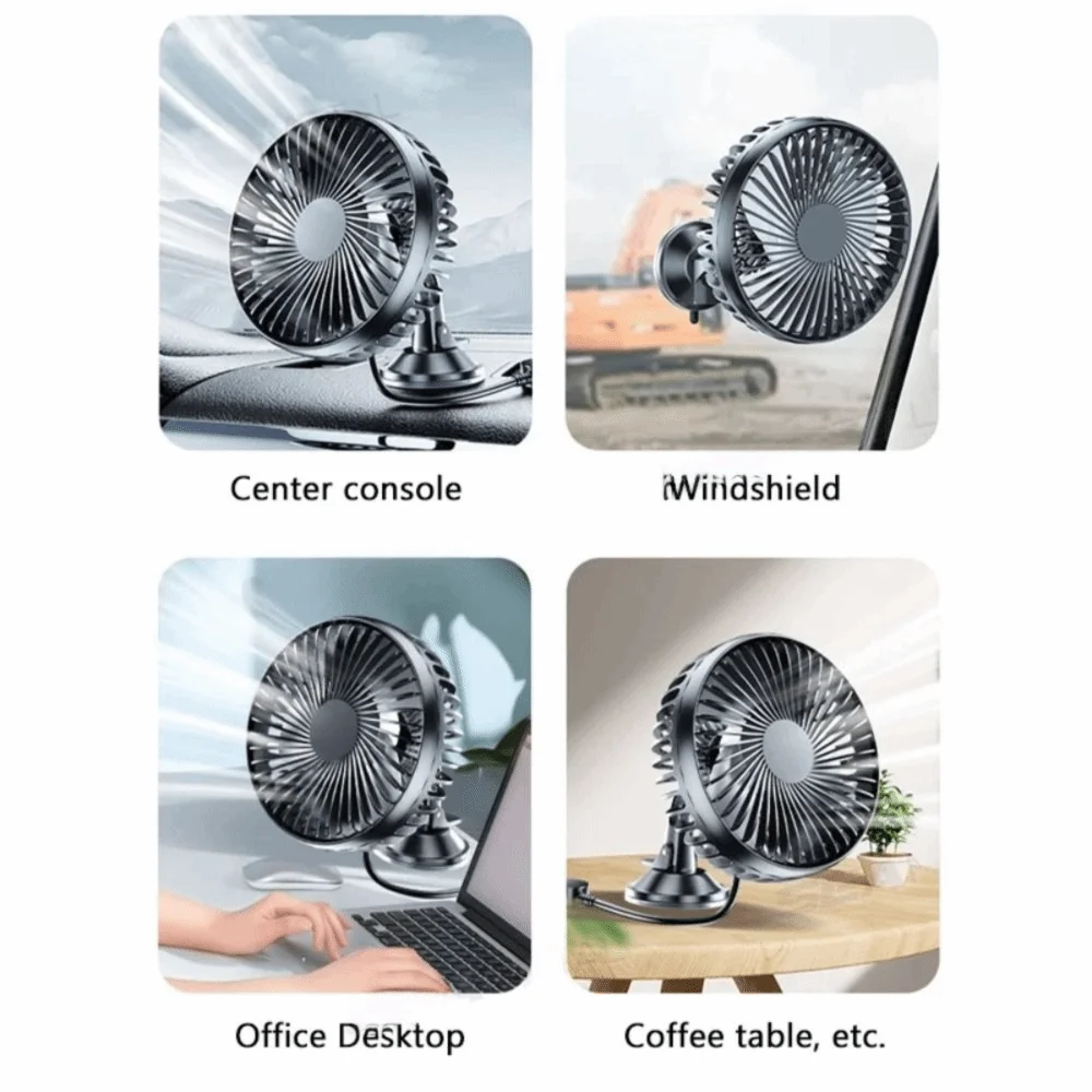 Strong Wind Power Dual-head Car Fan Quiet Operation Dual Head Design Zpaxo
