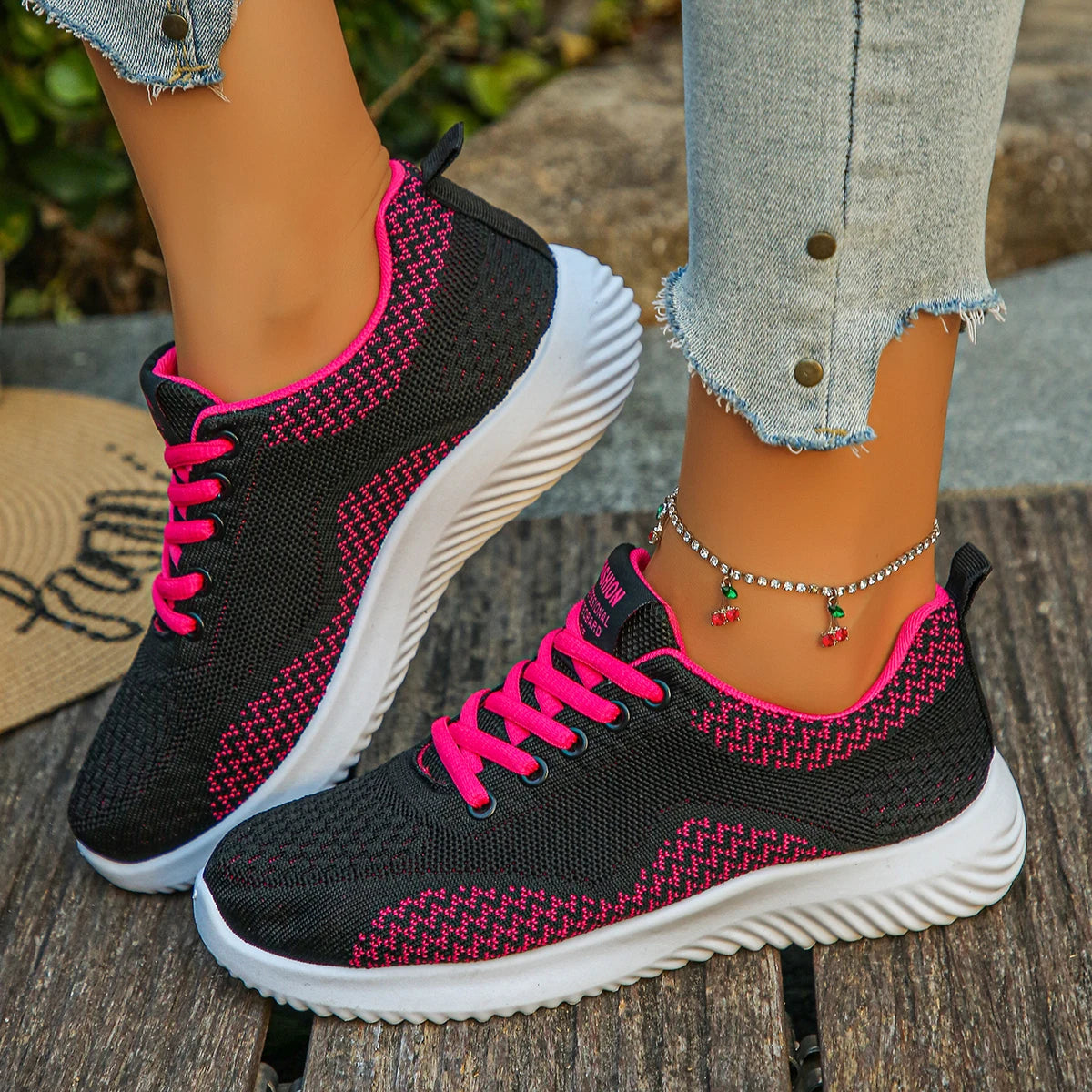 Women Sneakers 2025 New Walking Plus Size Shoes Woman Lace Up Round Toe Sneakers Women Fashion Lightweight Designer Shoes Women Zpaxo Red 40